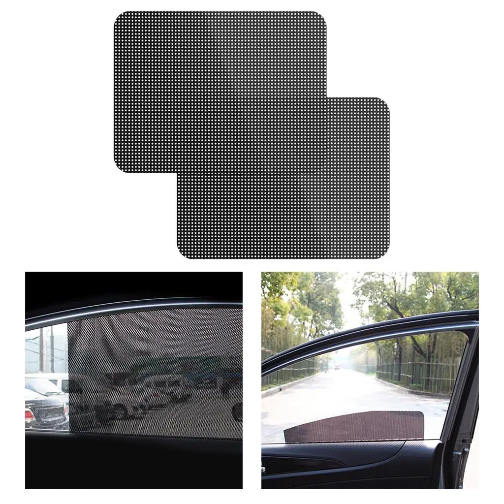 2pcs Car Side Window Film Sunshade Shade Sticker PVC Black New