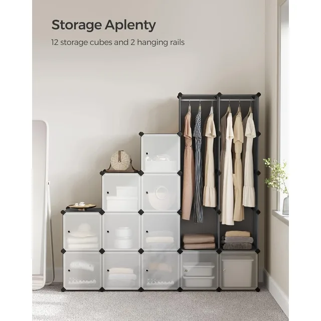 Storage Organizers, 12 Cubes Portable Closet Wardrobe with Doors, Plastic  Closet Organizers and Storage Shelves - AliExpress