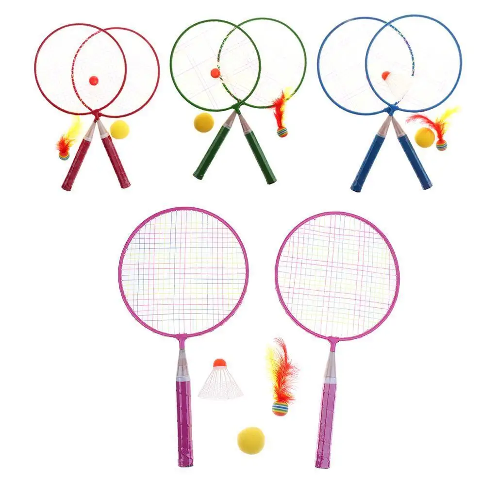 Kids Children Portable Mini Badminton Tennis Rackets Birdie Set with Carry Bag Sport 4 Color Options