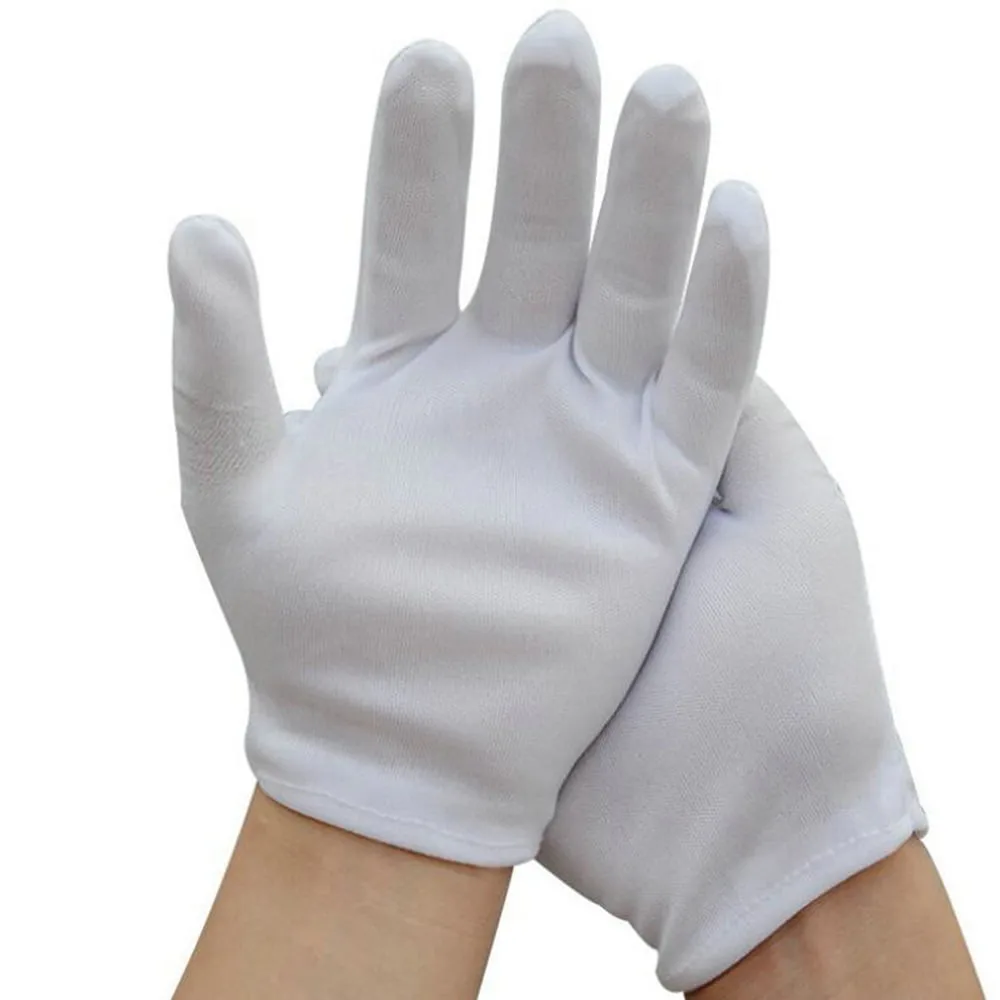 Paquete de guantes de trabajo de algodón blanco para manos secas, película de Spa, joyería de monedas, de inspección nupcial de plata, 6 paquetes - AliExpress