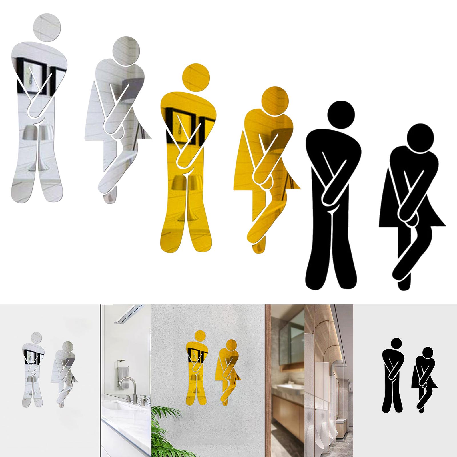 Men's & Women's Restroom Signs 1Pair Pictogram Identification Acrylic Toilet Door Sign Bathroom Door Signage for Restaurant Bar