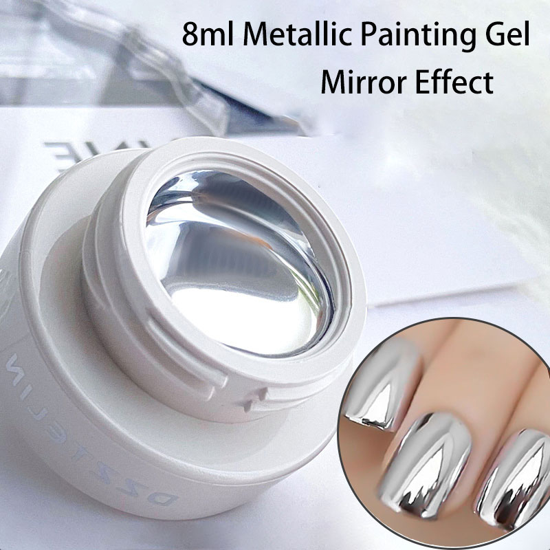 Best of 1 Jar Superbright Metallic Painting Gel Mirror Effect 8ml Silver Gold Nail Polish Gel For Nail Art Drawing Sock Off Metallic Gel Reviews & Tips