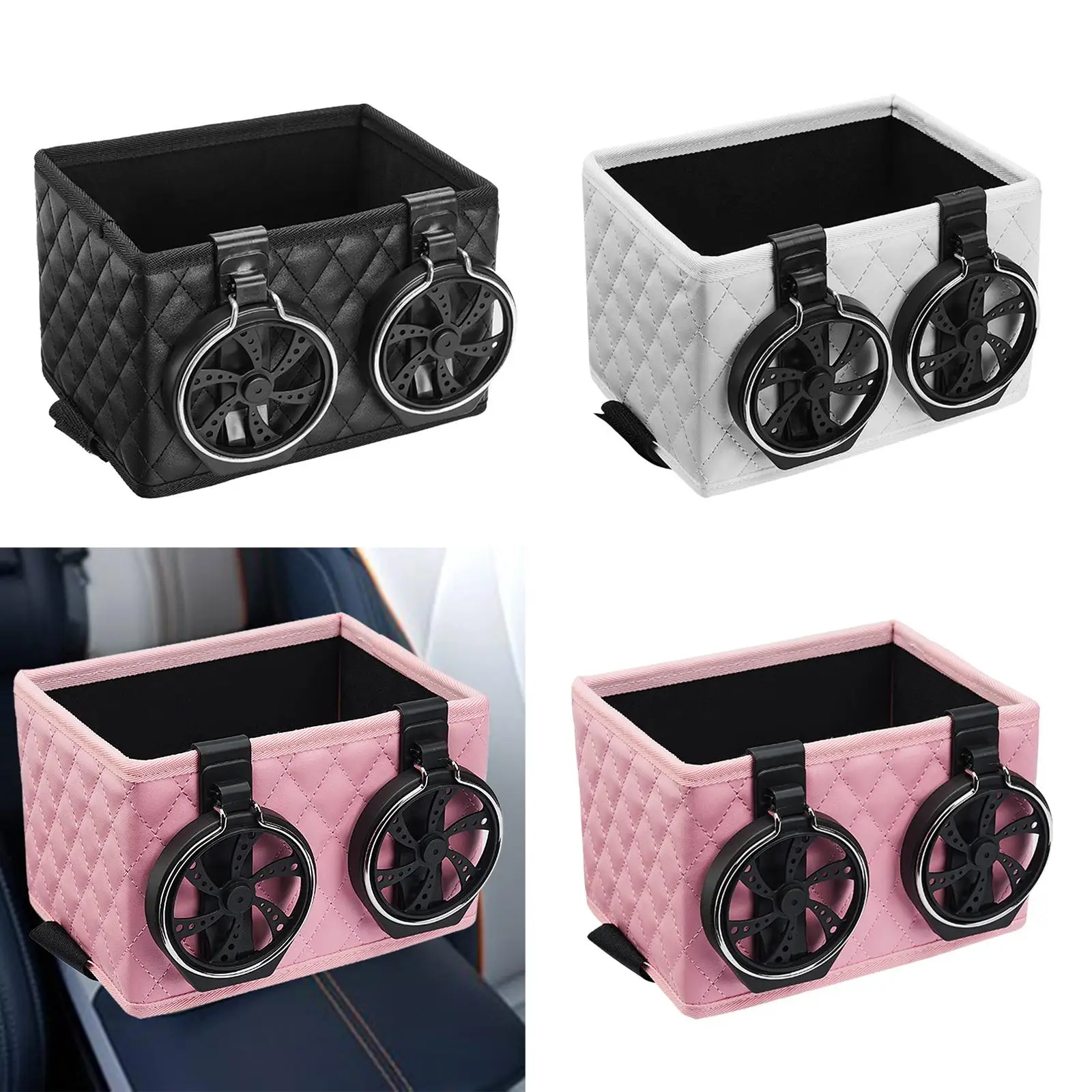 Universal Car Storage Box Multifunctional Car Console Side 2 in 1 Tissue box Cup Holder for Paper Towels Keys