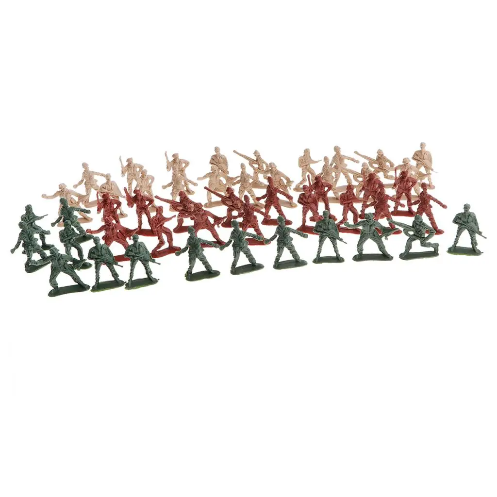 Pack of 50 Figures of The Plastic Army, 6 Poses, Soldiers, Classic  Toys, Children