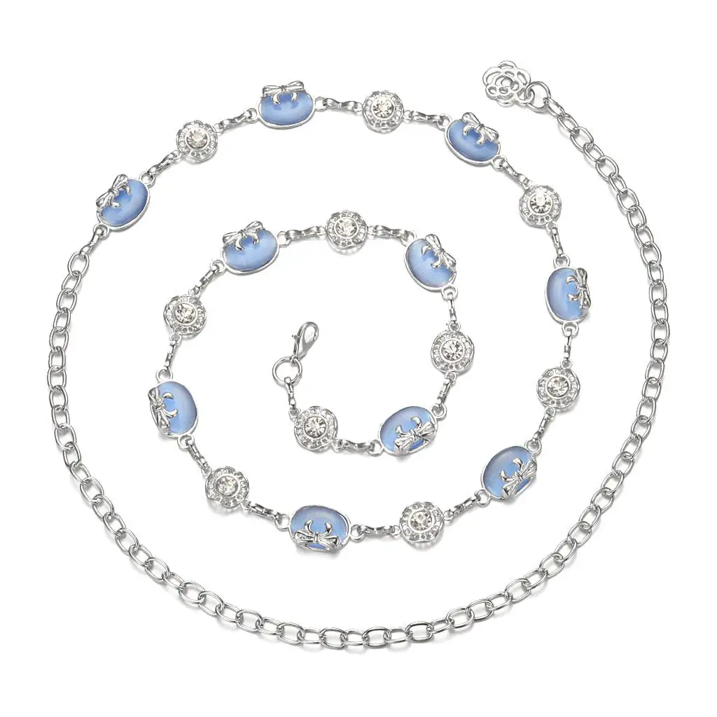Adjustable Women` Diamante Dress Waist Belt Chain Waistband