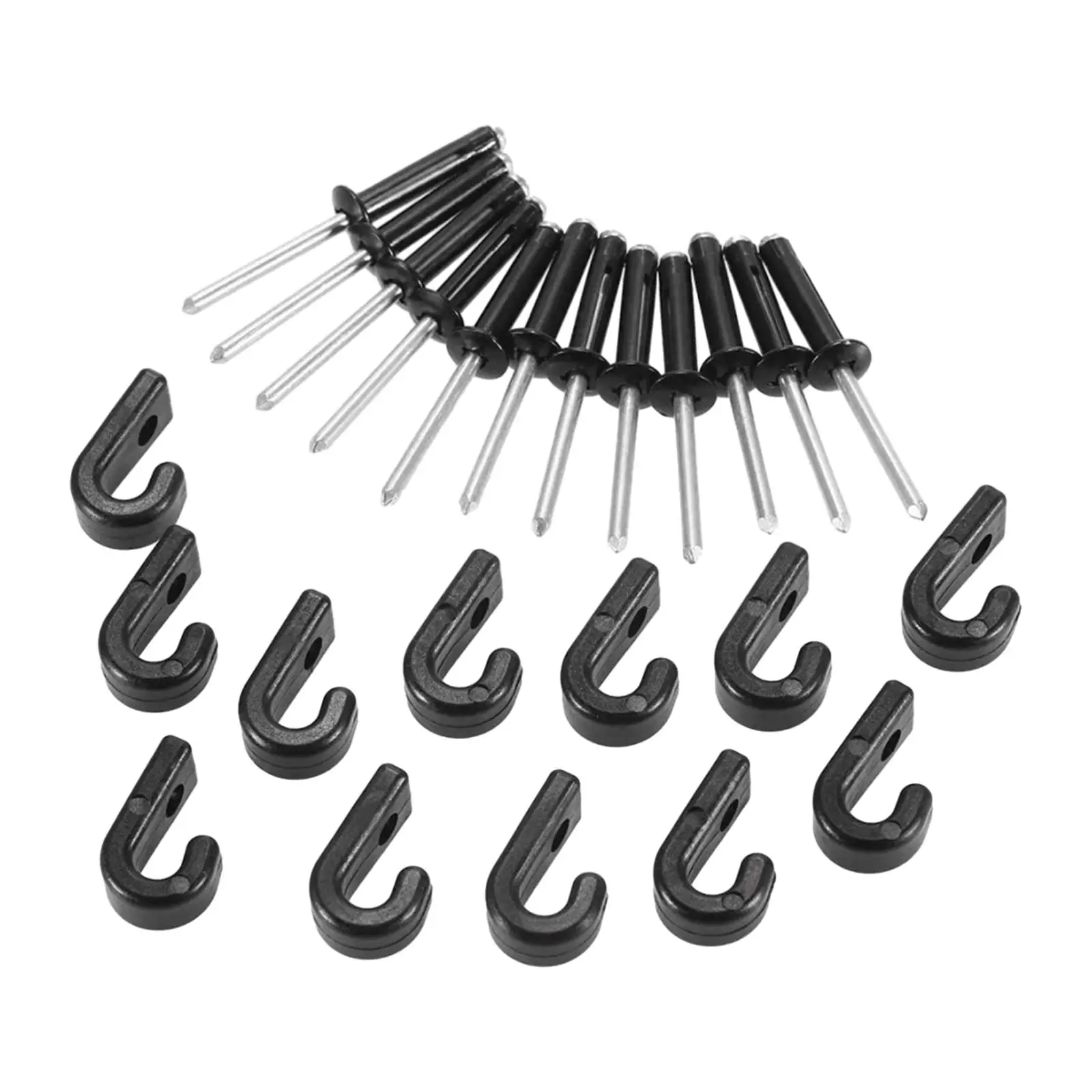 12Pcs Kayak J Hooks and Rivets Set with Rivets Washer Set for Kayaks Canoes