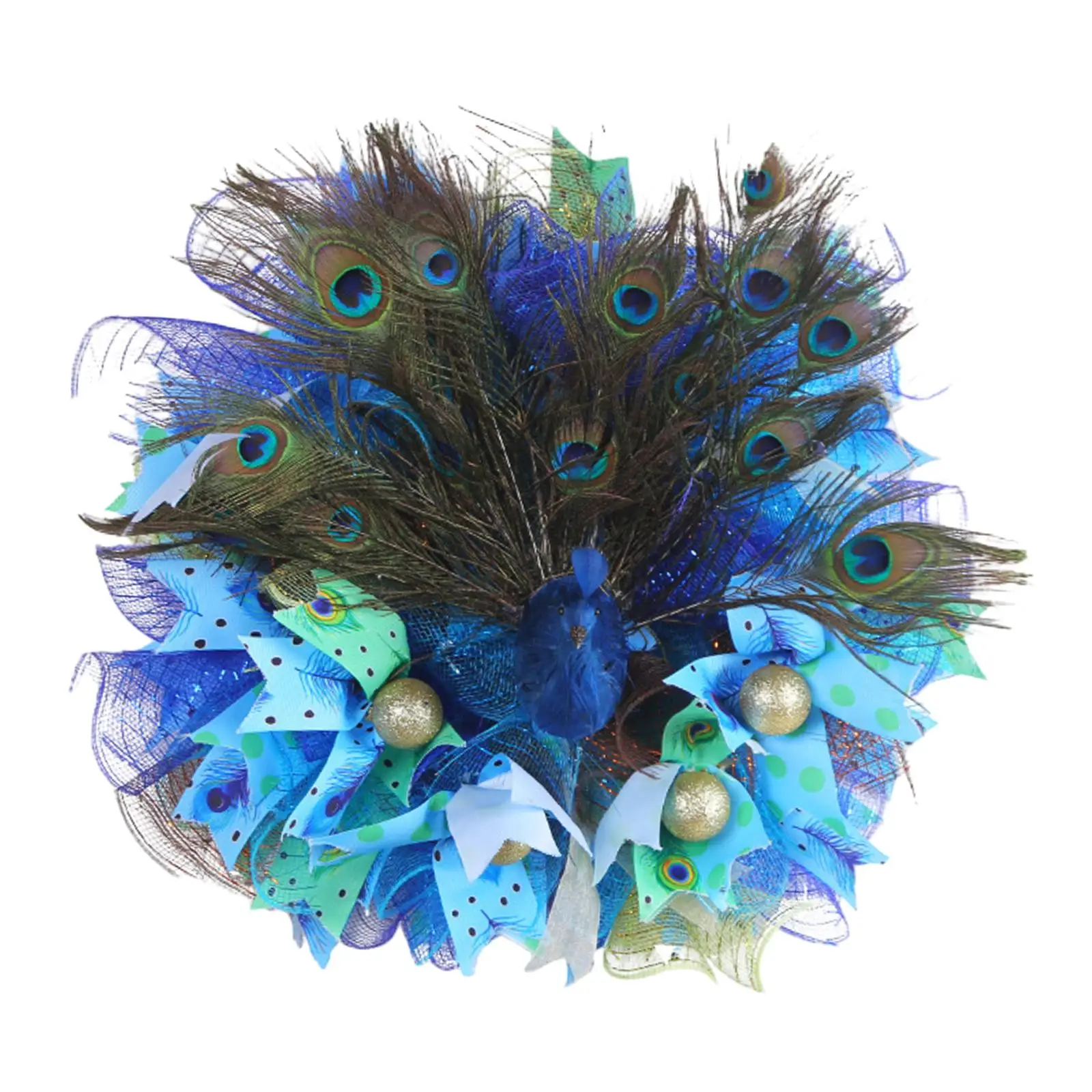 Artificial Peacock Wreath Front Door Wreath Window Simulated Feather Garland