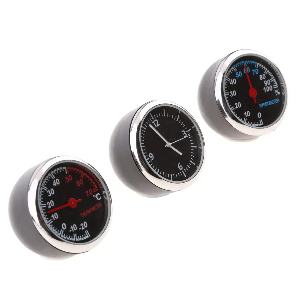3 Pcs / Set Digital Car Hygrometer Clock Fit Cars Time