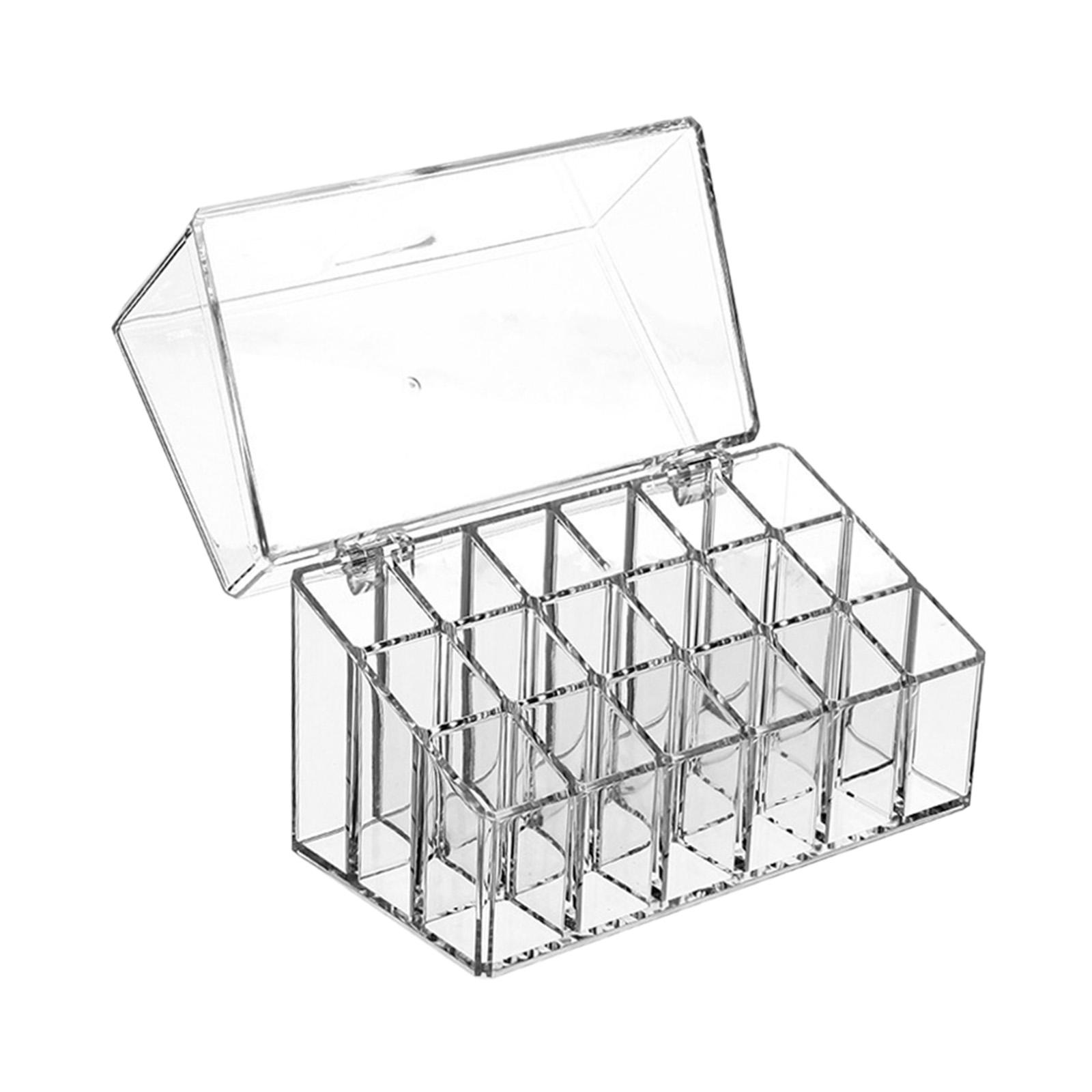 Lipstick Holder 18 Space Clear for Lipstick Storage Display Case Cosmetic Box Lip Gloss with Flip over Lid Make up Organizer