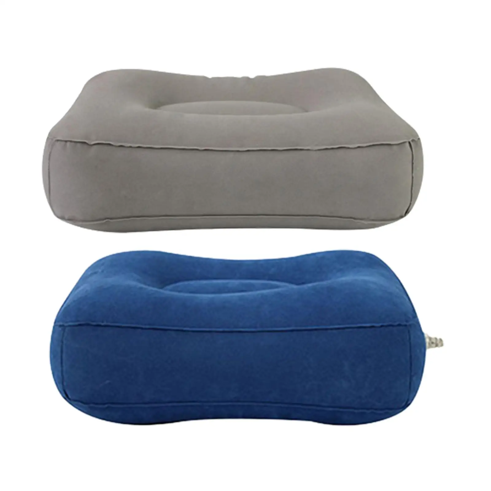 PVC Inflatable Flocking Foot Rest Pillow Inflatable Stool Ottoman for Office Airplane Camping Camping Mat 42x32x20cm
