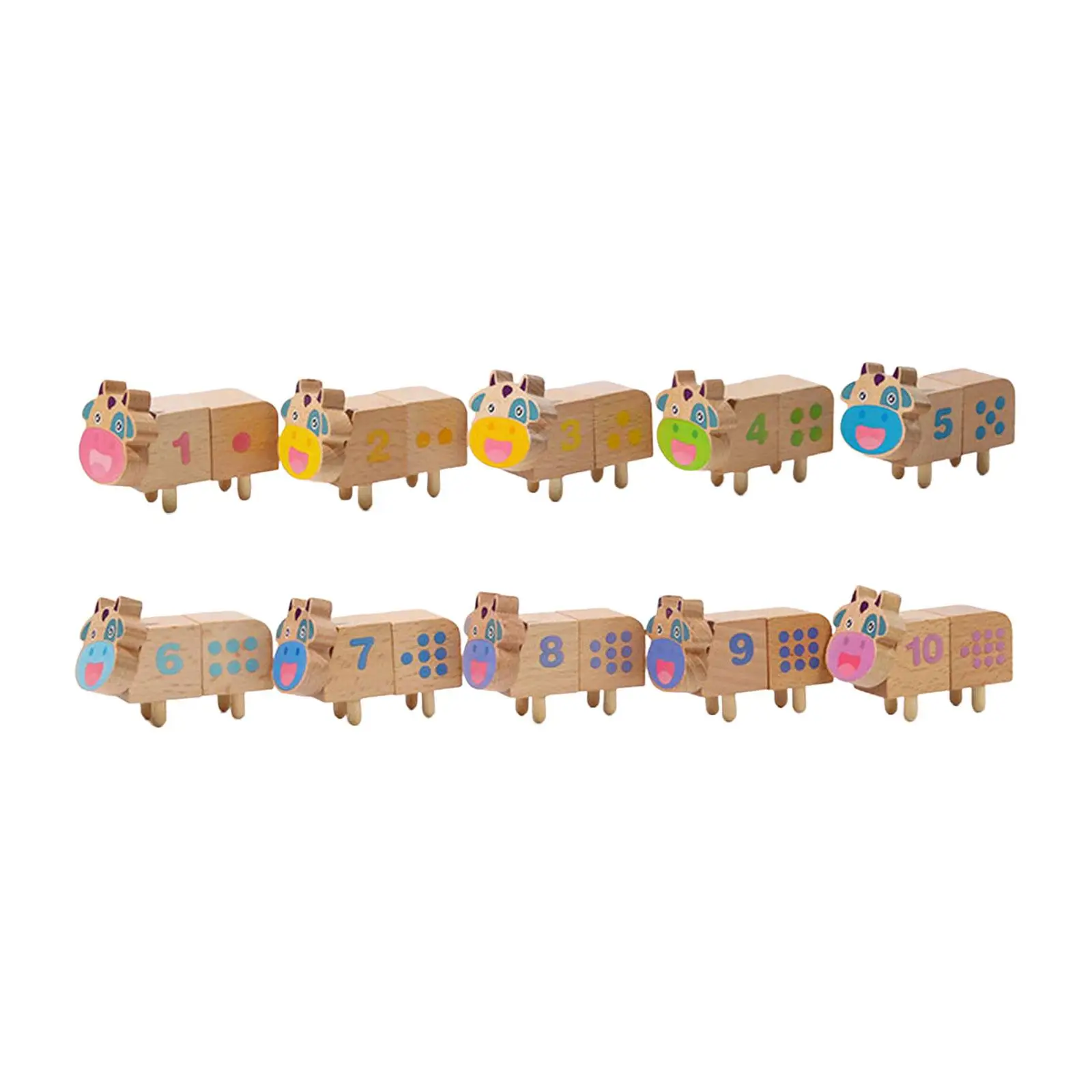 10Pcs Wooden Building Blocks for Toddlers Stacking Games Preschool Learning Activities Alphabet Number Stacking Blocks Gifts
