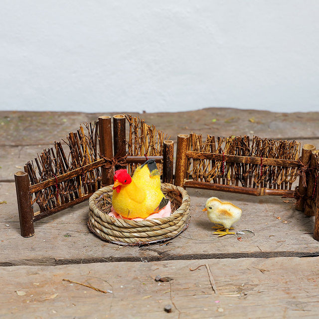 Miniature Chicken Rooster, Egg Basket, Real Straw Hay Bale, Fairy Garden  Accessories, Basket of Egg, Diorama, Hen for Dollhouse Minis 