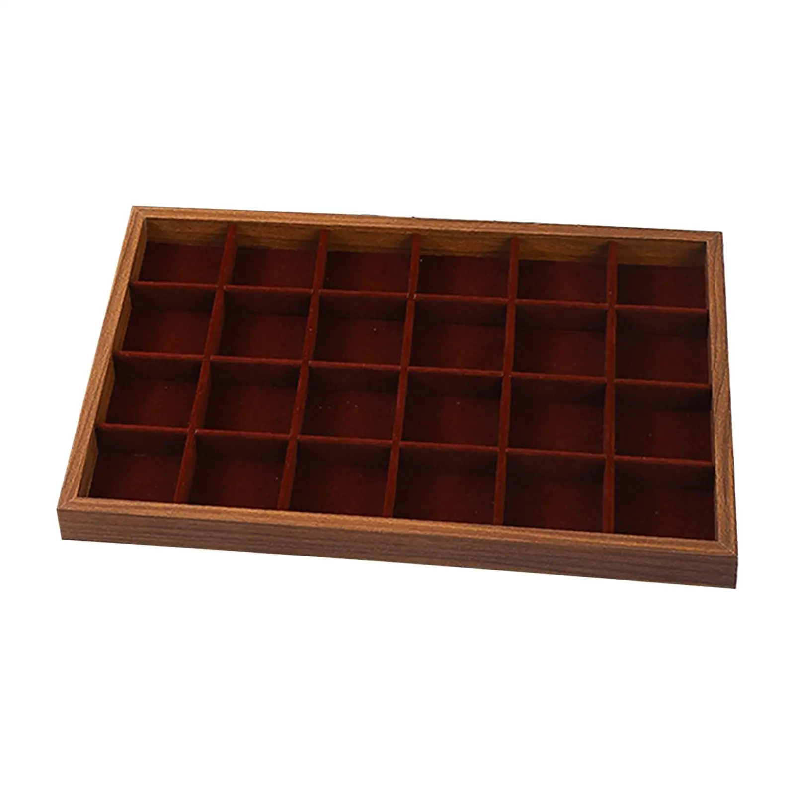 24 Grid Jewelry Drawer Organizer Tray Wood Stackable Practical Accessories Fashion Jewelry Trays for Necklaces Dresser Bracelet