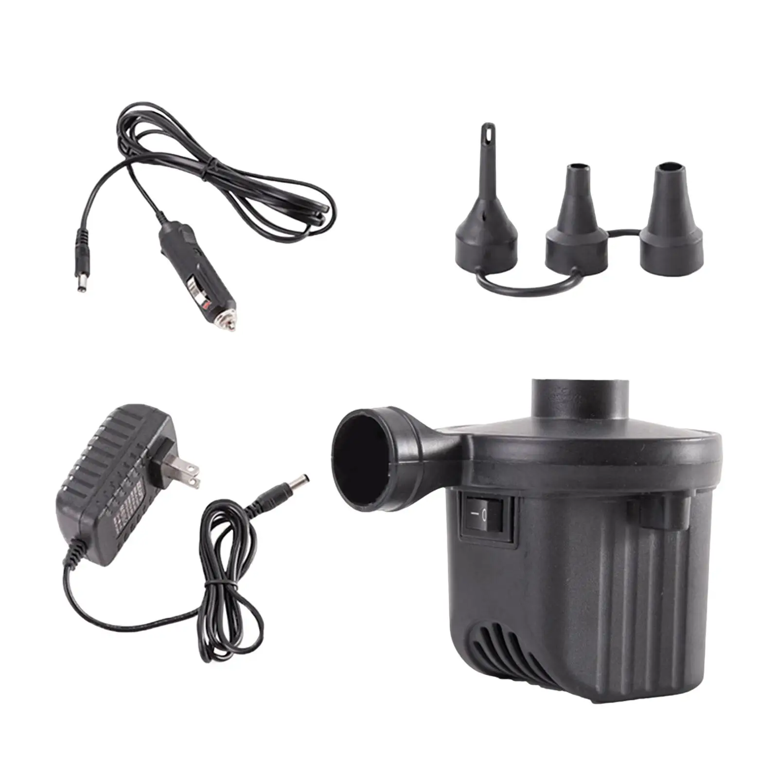 Portable Electric Air Pump with 3 Nozzles, Airbed Air Boat Deflatable Inflatable