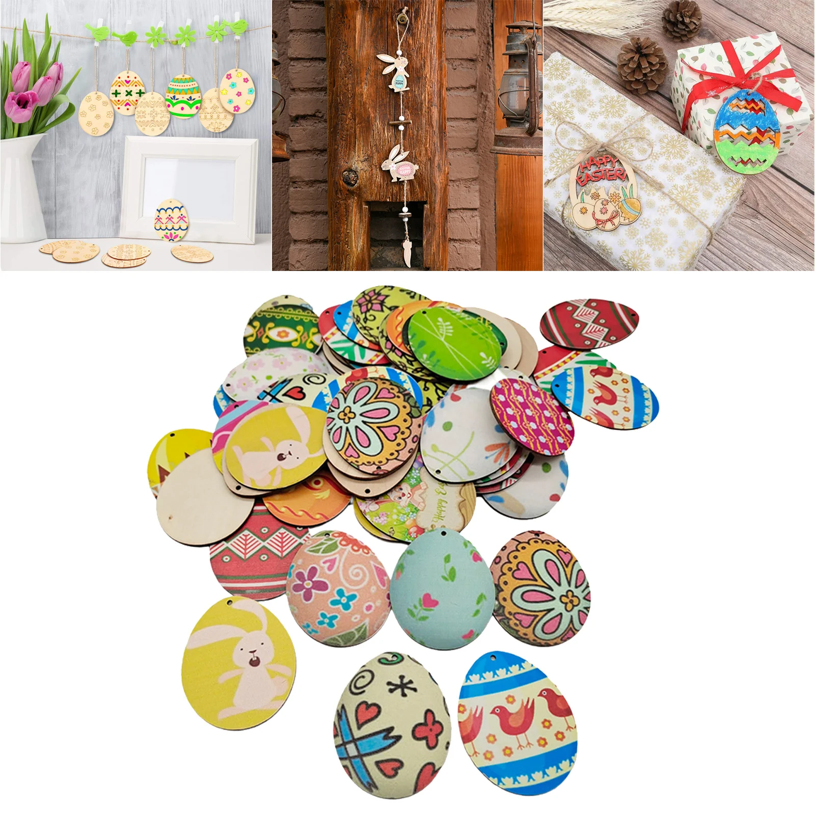 50Pcs Easter Egg Shaped Hanging Bonnet Decorating Decorative Arts Crafts