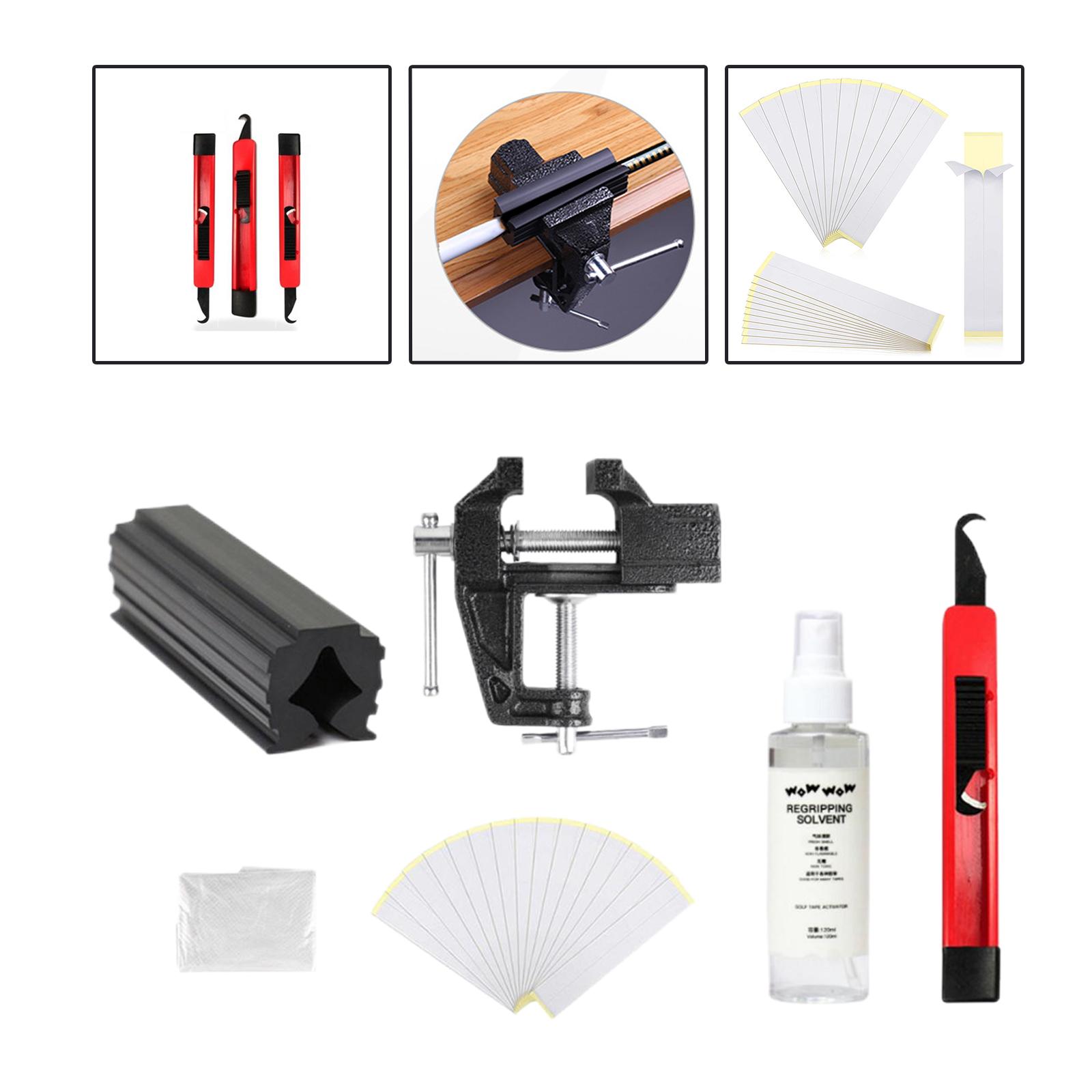 Description Picture 6 of itemProfessional Golf Club Grip Kit Tape Strips Vise Clamp Fixtures Regripping Club Cover Removal Repair Tool Set Replacement