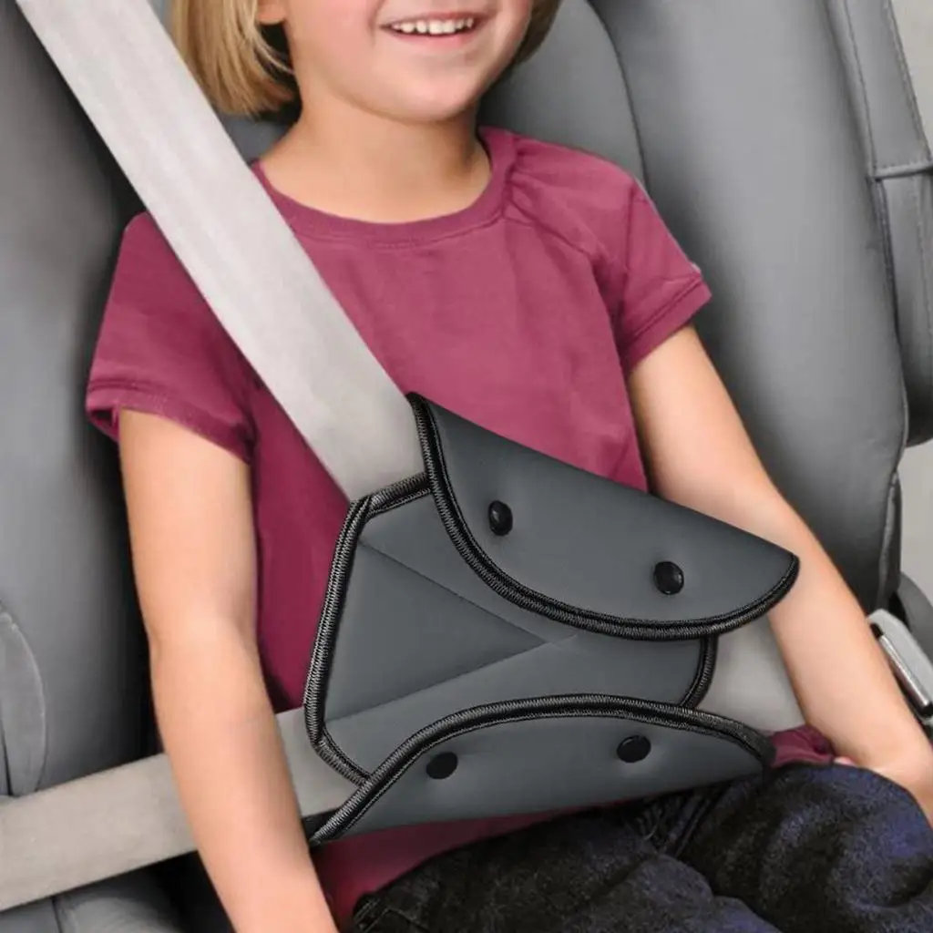 4X Kids Car Safety Seatbelt Adjuster Universal Seat Belt Triangle Holder  Gray