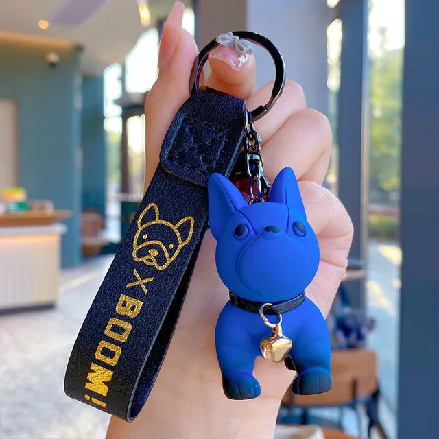 ZVYSRNI Cute Keychains Black French Bulldog Car Keychain Accessories School  Bag Pendant