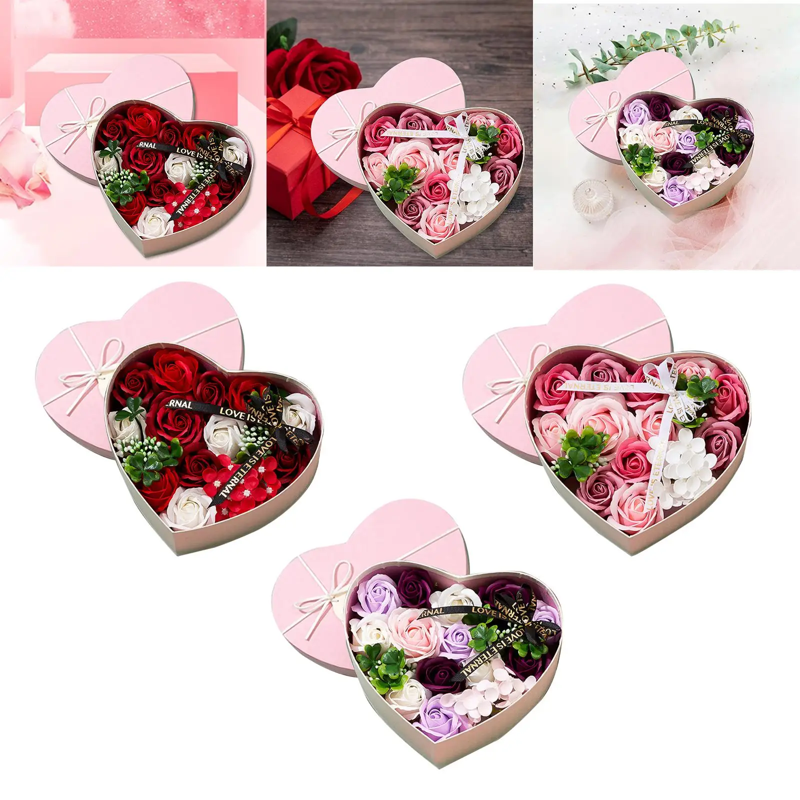 Rose Soap Flowers Bouquet Valentines Day Decor for Mother`s Day Anniversary