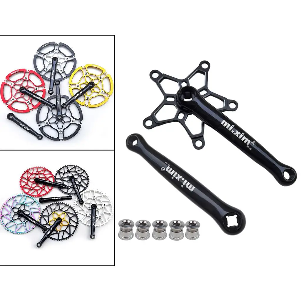Sturdy Bike Crank Set, Universal 8S 9S 10S 11S 12S  Bicycle Crank  170mm Long Crankset Chainring Bolts Nuts Repair Component