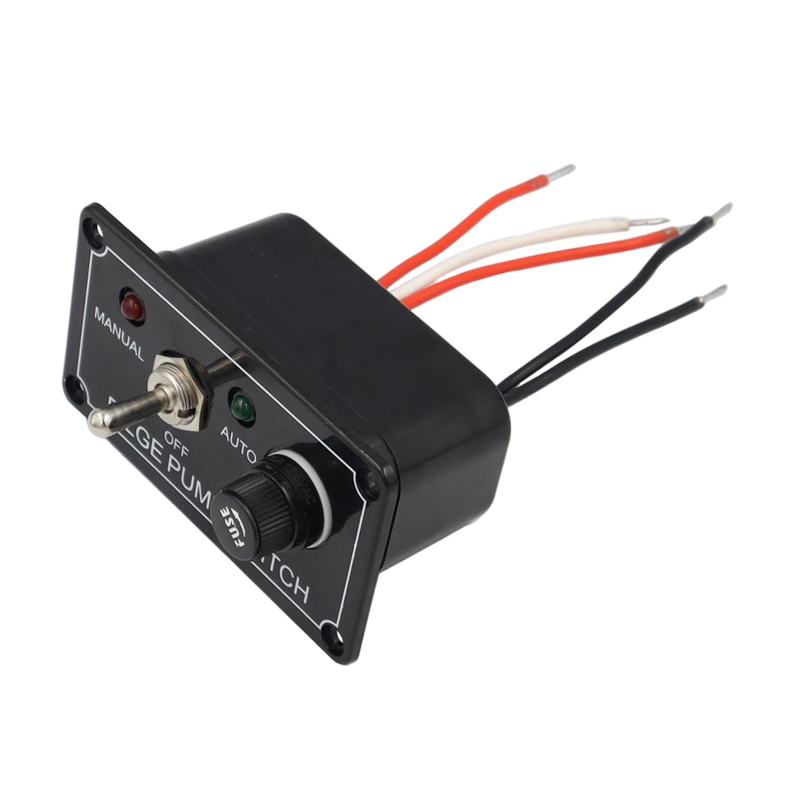 Rocker Toggle Bilge Pump Switch Panel, DC 12V 5A LED Indicator Fuse Manual/Off/Auto, for Marine Boat Cars ATV Accessory.