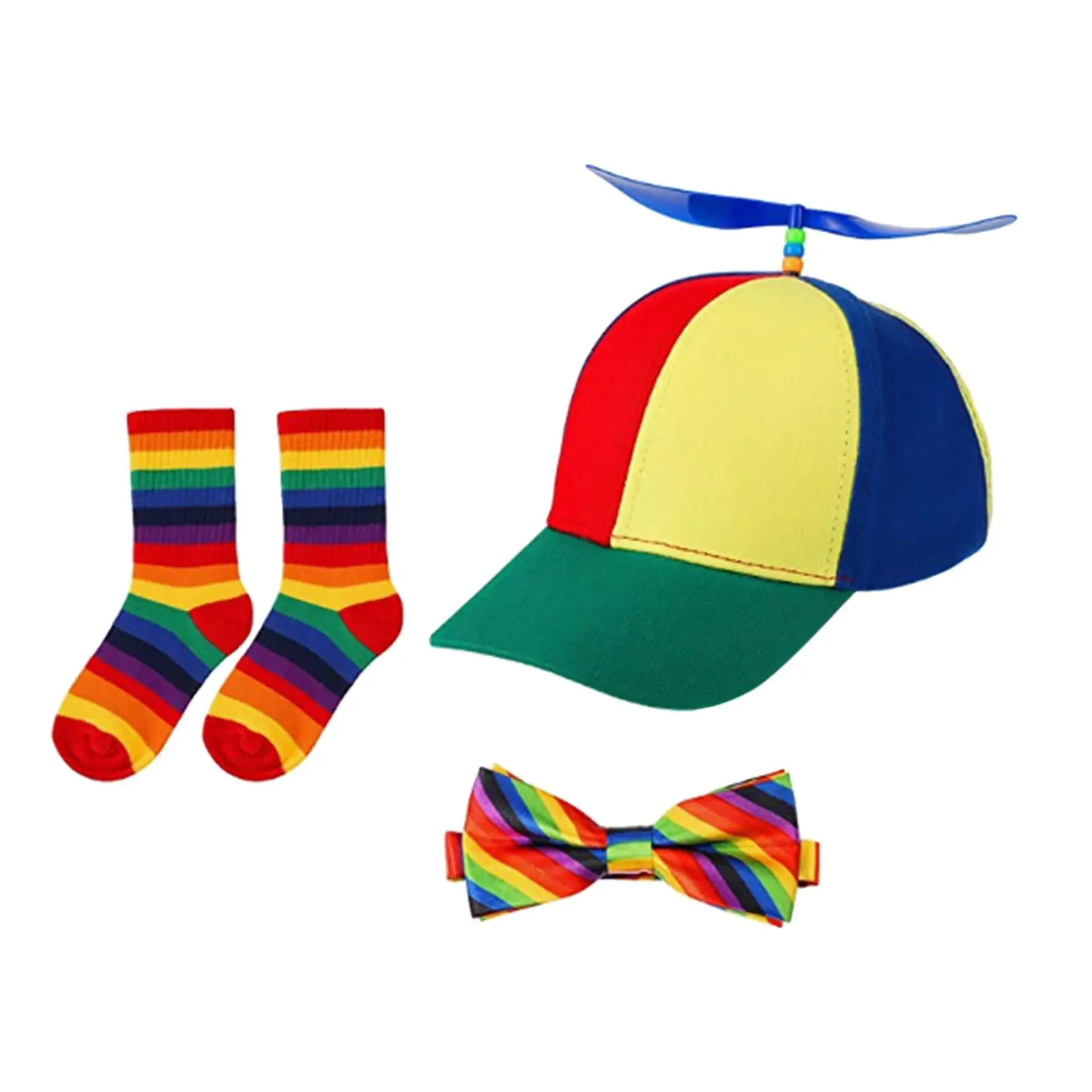 Child Baseball Hat Set Novelty Gift Colorful Adjustable Kids hat Socks Bow Tie for Casual Camping Boys Costume Outdoor