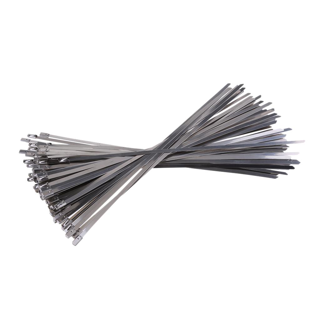 100Pcs Stainless  Metal Exhaust  Locking Zip Ties Sliver