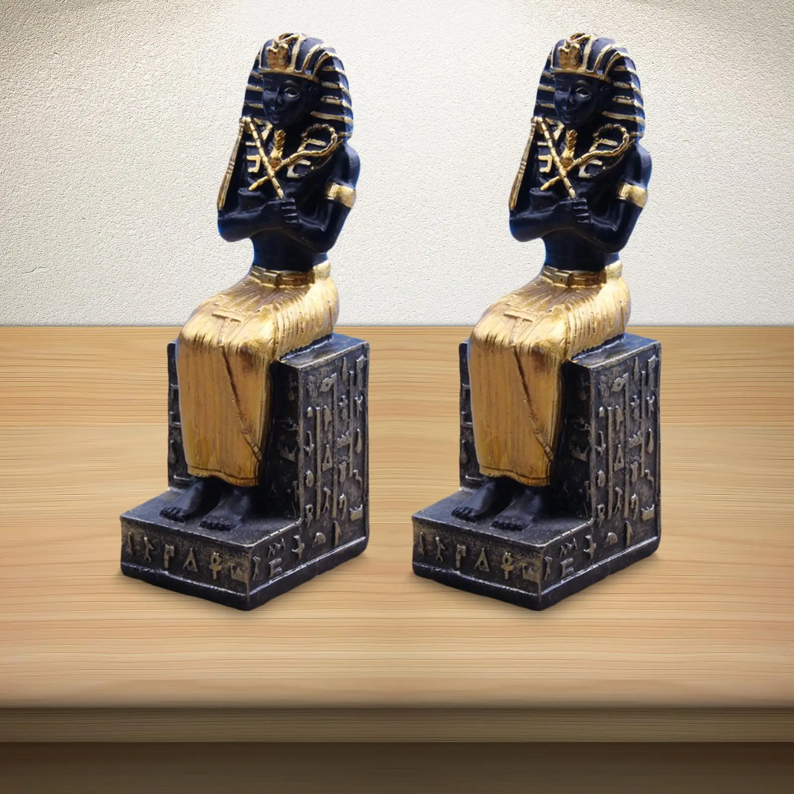 2x Egyptian Pharaoh Figurine Sculpture Art Crafts for Desktop Home Office Ornament