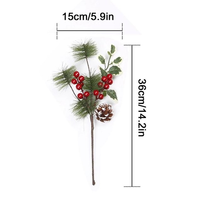 Artificial Christmas Pine Sticks Red Berry Stems Artificial Pine Picks  Ornaments Christmas Tree Decorations Holiday Decor