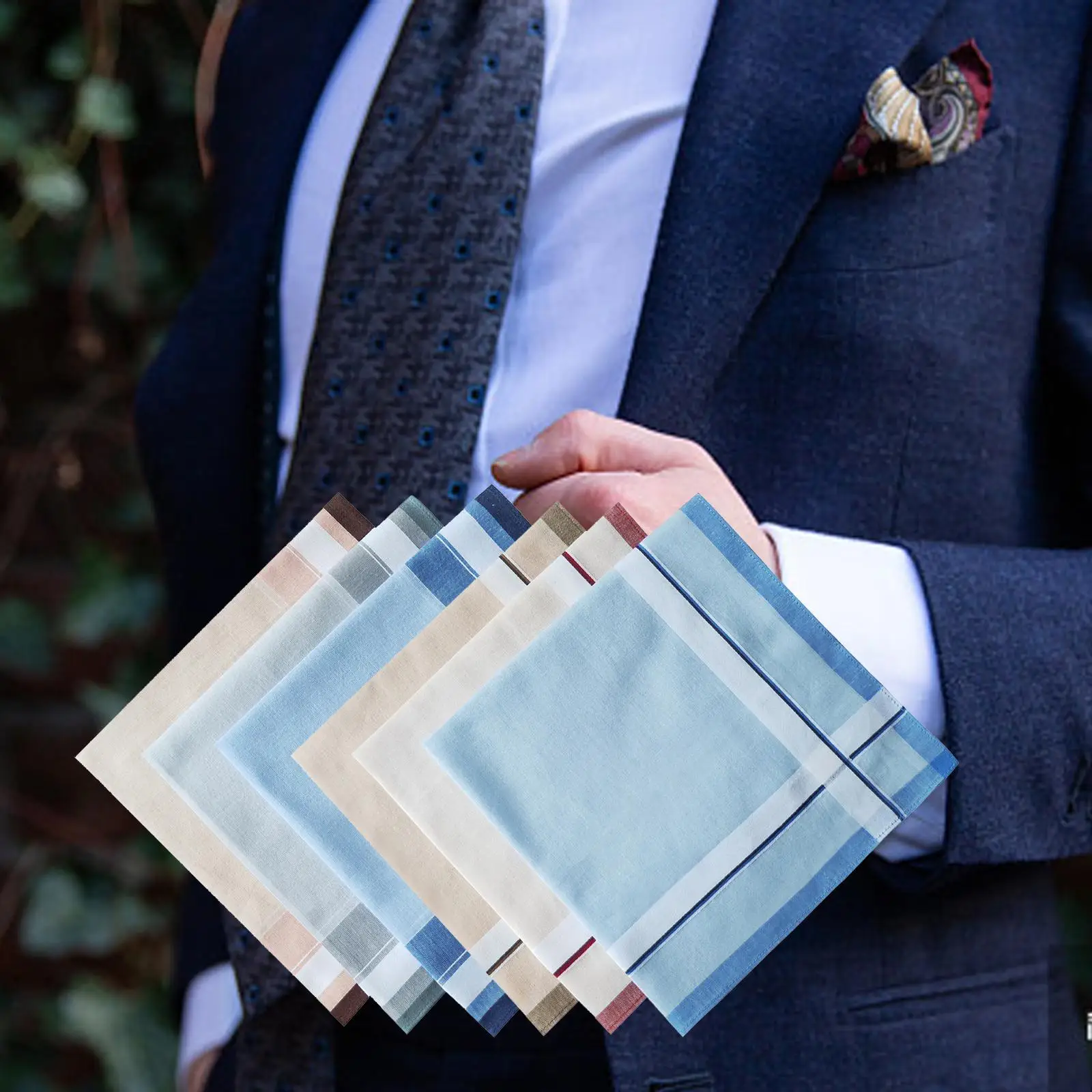 6x Pocket Square Hankies Cotton Men`s Handkerchiefs for Casual Prom Weddings