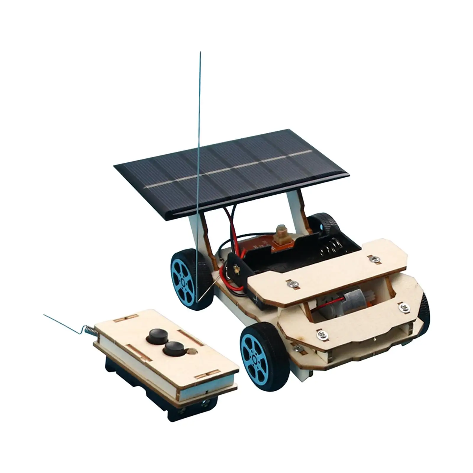 Wooden Solar Wireless Remote Control Car Model Kits for Children Age 8-12