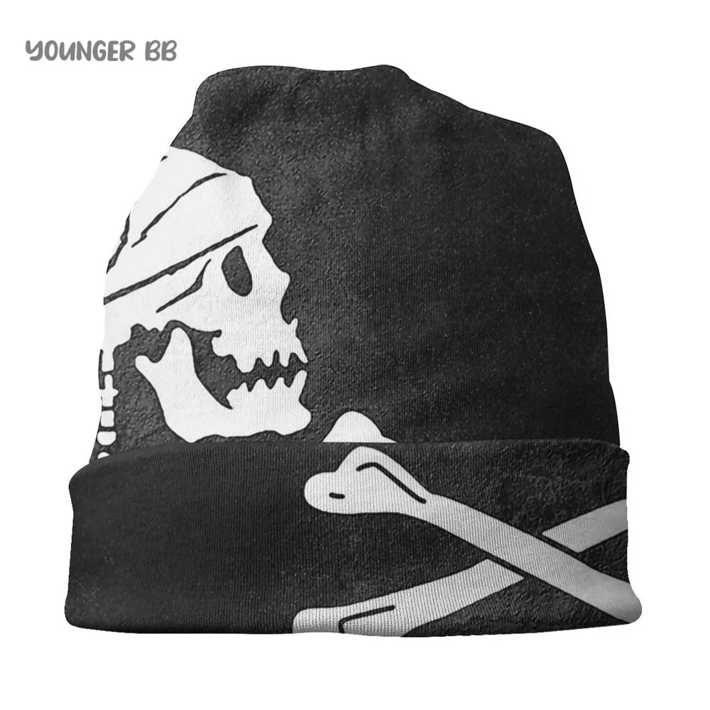 Bonnet Hats PIRATE FLAG Men Women's Knitting Hat Captain Jack Pirate Flag Black Winter Warm Cap Beanies Thermal Elastic Caps