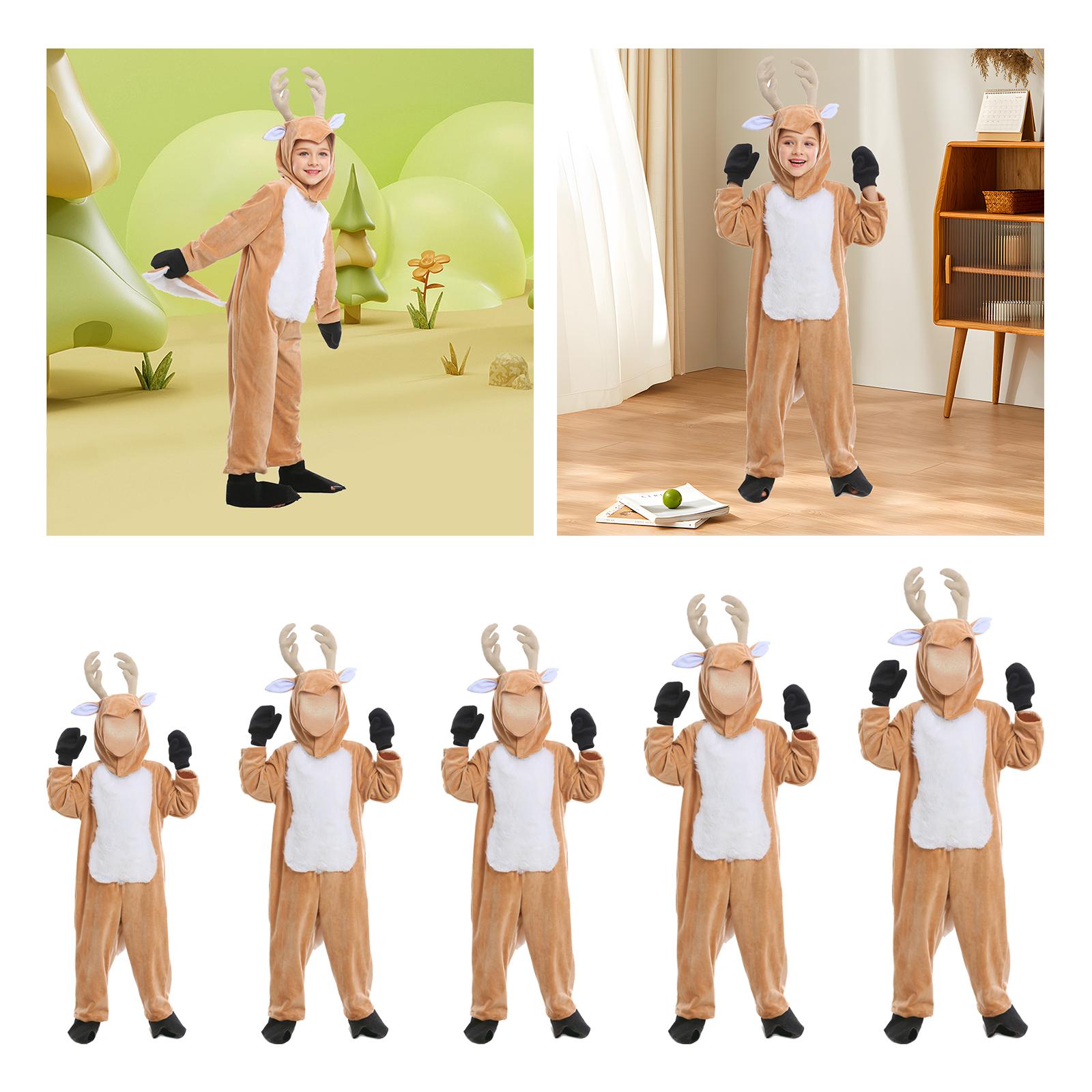 Christmas Costume Jumpsuit Adults Kids Clothes Set Reindeer Costume for Festival Cosplay Stage Performance Dress up Birthday