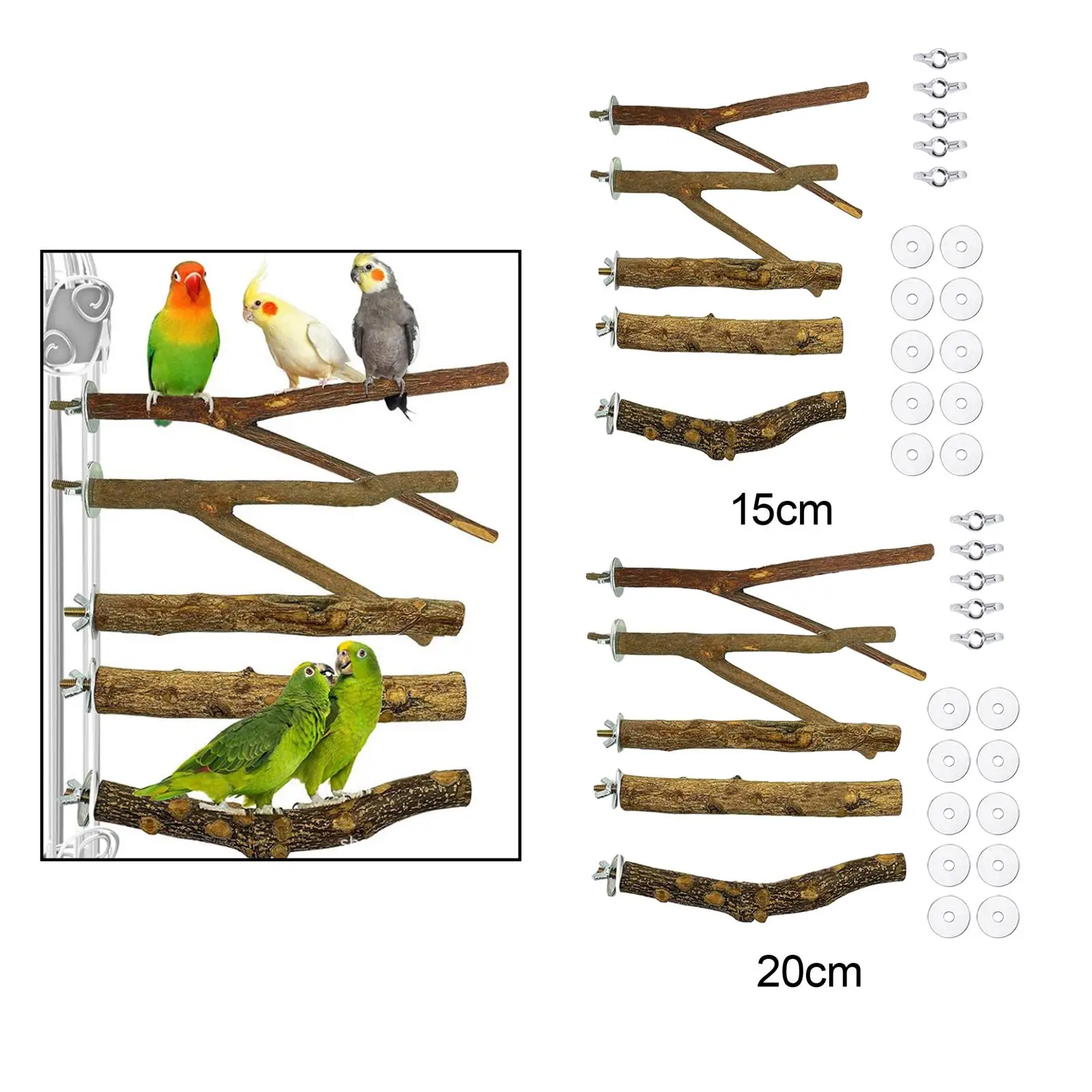 5x bird Perch Stand Cage Toys Chewing Toys Climbing Fork Tree Branch for Small Animal Guinea Pig Gerbil Rat Hedgehog