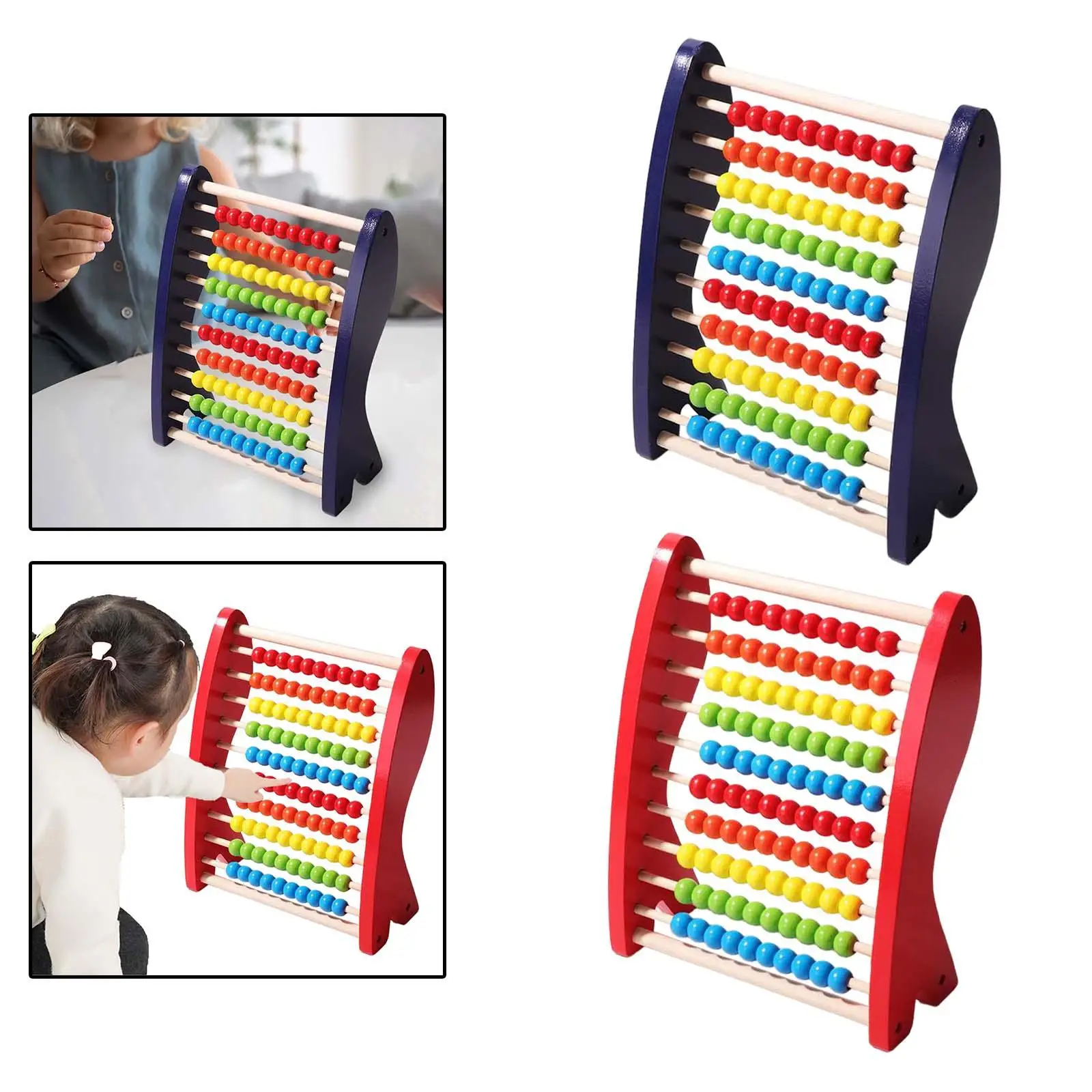 Colorful Wooden Abacus Ten Frame Set Bead Arithmetic Abacus Math Counters for Kids Educational Toy for Children Learning Gifts