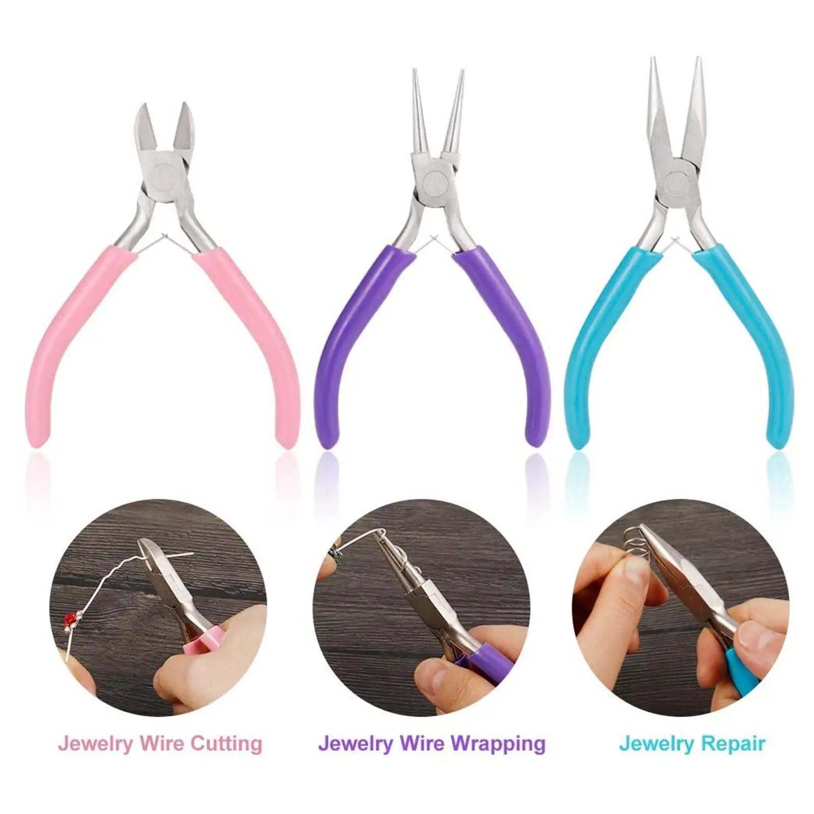 3 Pcs Jewelry Pliers Includes Round Nose Pliers, Wire  and Chain Nose Pliers wire for Jewelry Repair Making