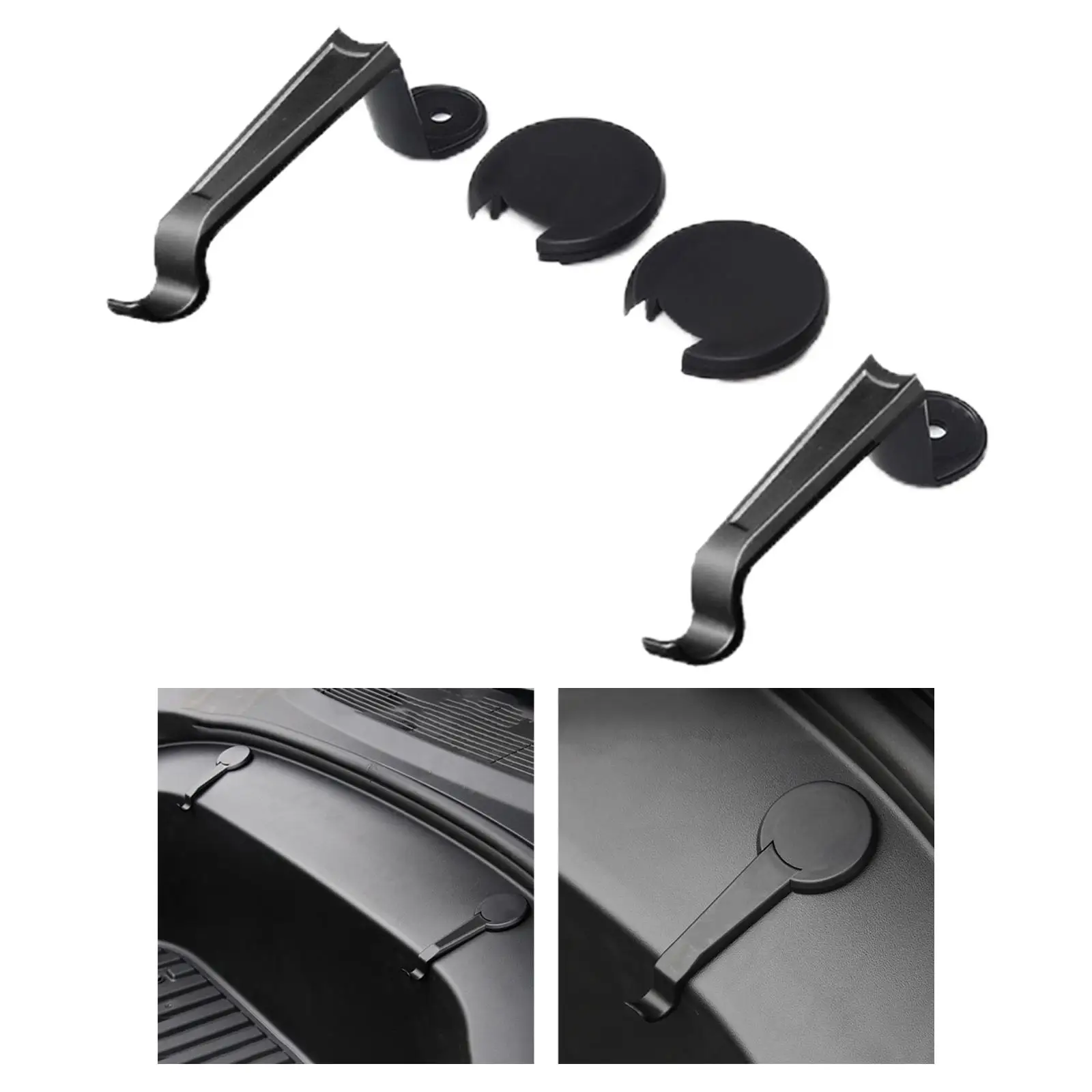 2Pcs Car Hidden Hooks Front Trunk Bolt Covers Fastener Clip Decoration Left Right Side Plastic Concealed Fit for Tesla Model 3