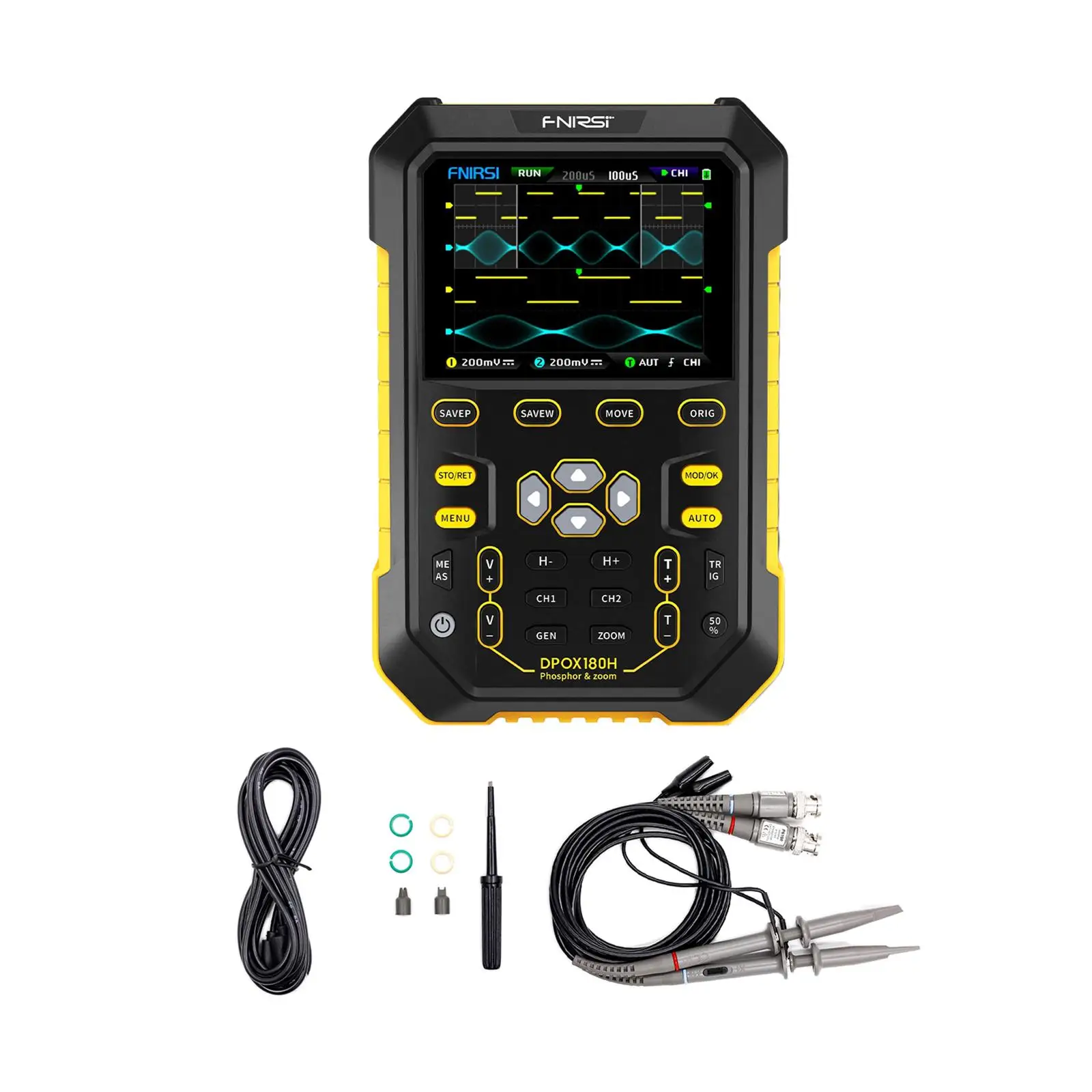 Digital Oscilloscope Dual Channel 500msps 50000wfm/S 180MHz-3dB Analog Bandwidth Xy Mode Handheld Multimeter Dpox180H EU Adapter