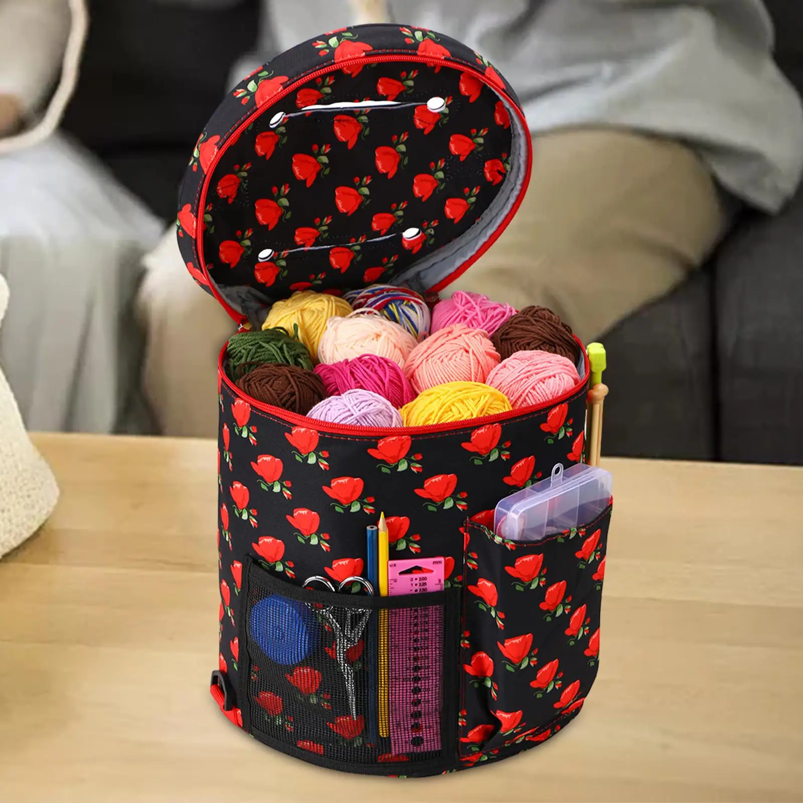 Yarn Storage Case with Shoulder Strap Fits A Ball of Yarn Knitting Bag Travel Large Crochet Bag for Knitting Needles Accessories