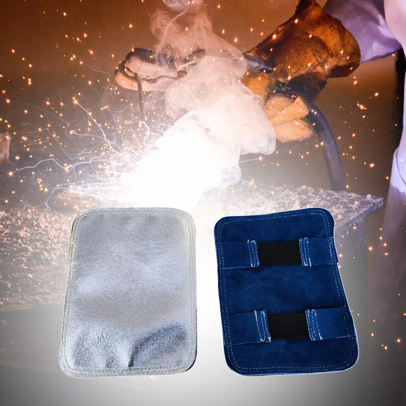 Aluminized Back Welding Hand Pad PU Leather Heat Heat Shield for Welder Furnace Cutting Metal Smelting Industrial Boiler Camping