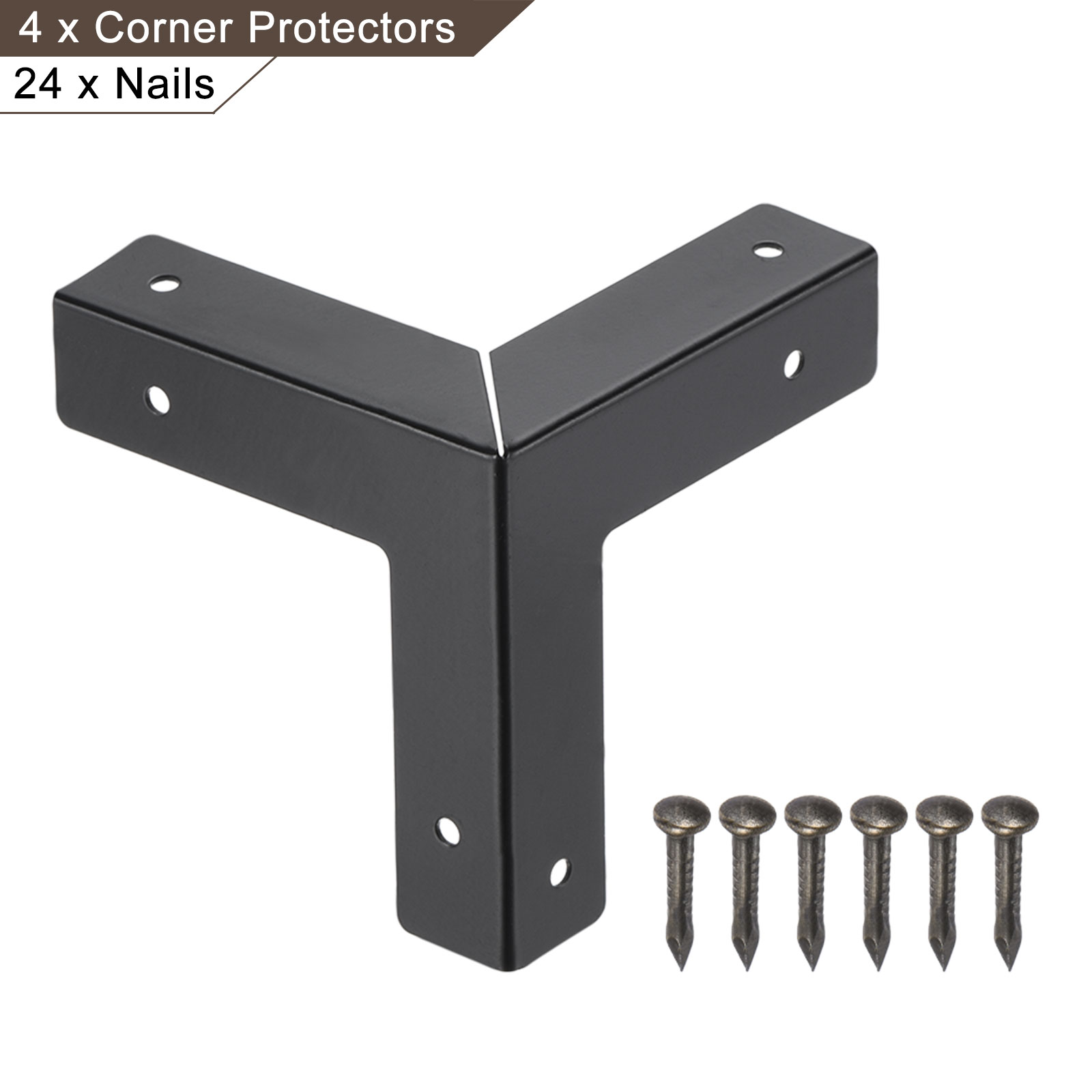 Description Picture 3 of itemUxcell 33x33x33mm Metal Box Corner Protectors Edge Guard Black 4Pcs for Wooden Objects