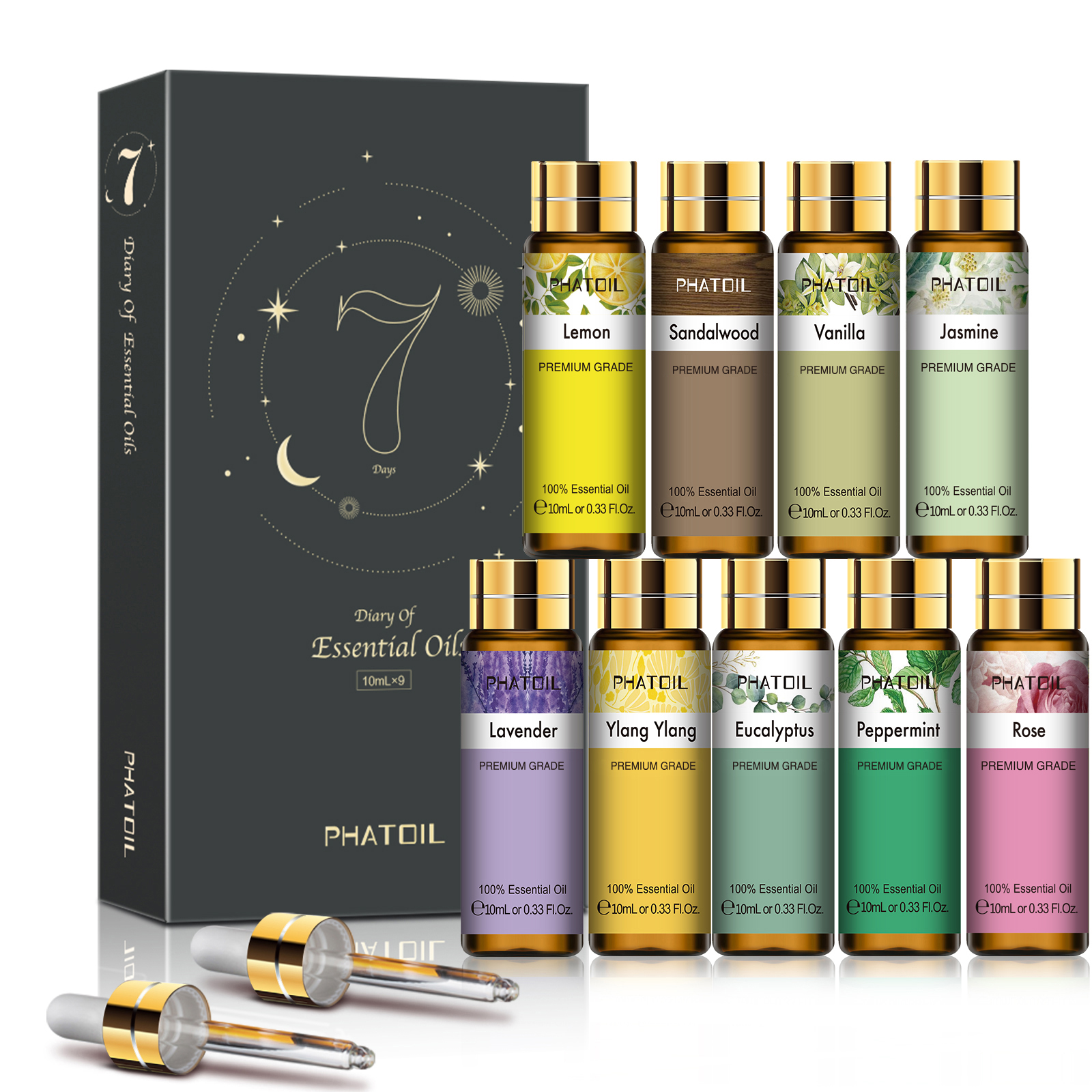 Best of 9pcs 10ml Diffuser Aroma Oil Pure Natural Essential Oils Gift Set Kit Rose Lavender Jasmine Eucalyptus Vanilla Mint Ylang Ylang Reviews & Tips