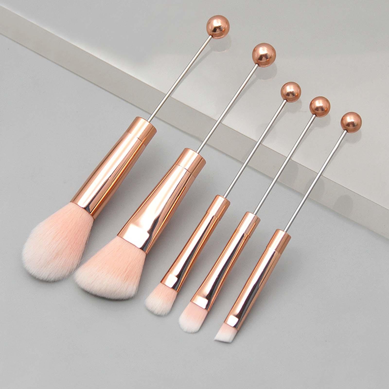 5Pcs Beaded Eyeshadow Brush DIY Eyebrow with Soft Synthetic Fibers Eye Makeup Brush Set for Lady Girlfriend Bestie Adults Sister