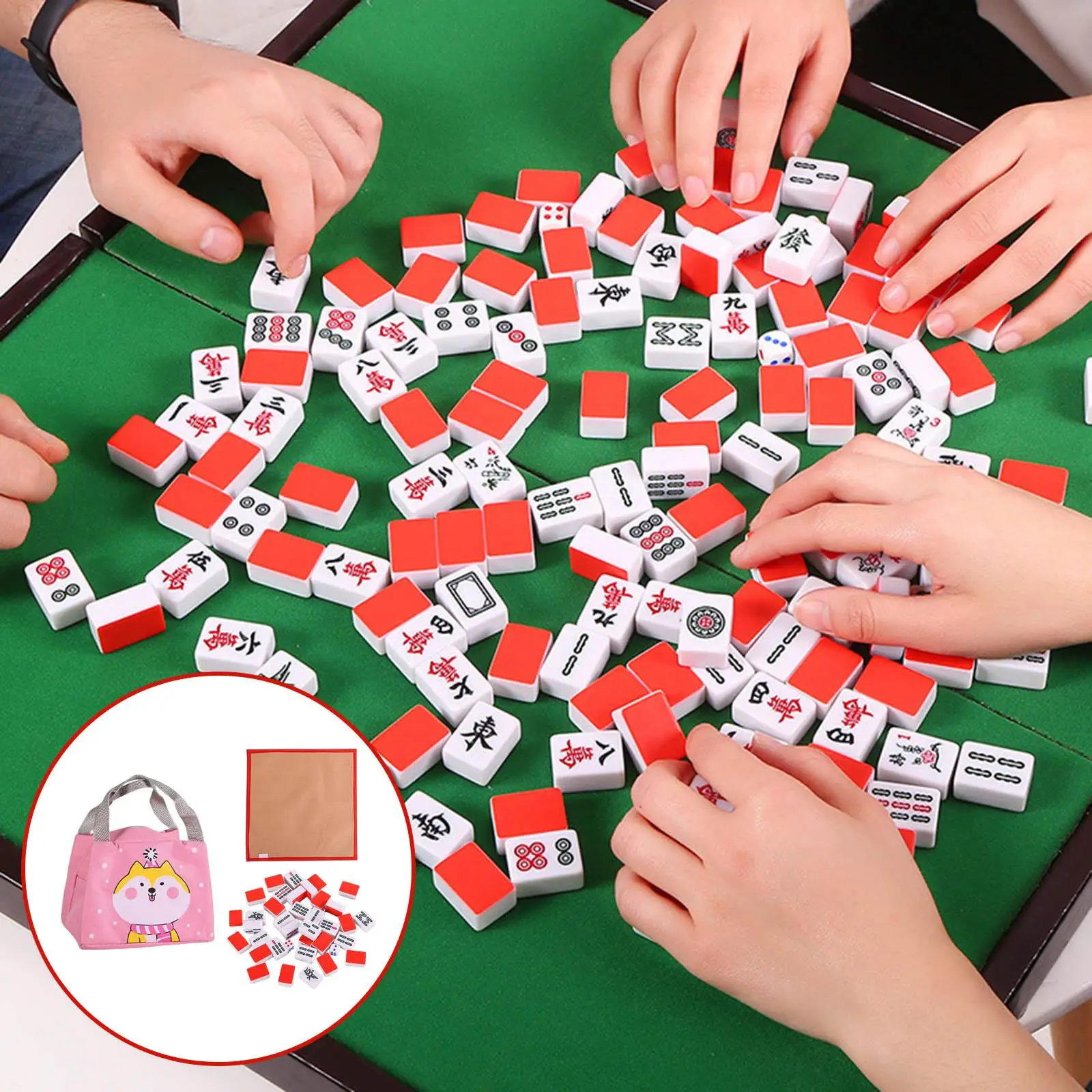 Mini Mahjong Set Activity Game Board Game Traditional Mahjong Set for Party