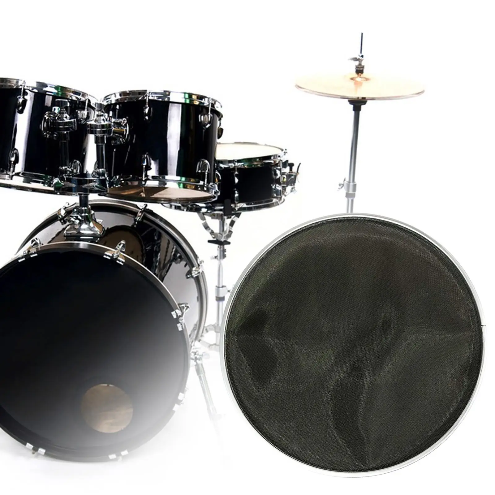 Bass Drum Drumhead Double Layer Quiet Practice Heavy Duty Mute Snare Drum Pad Percussion Parts Reusable for Drum Kit