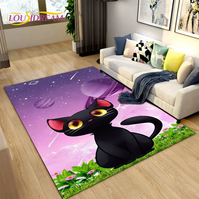TEALP Cute Rug for Kids Room, Cat Floor Rug, Cartoon Doormat Washable  Cartoon Mat Non-Skid Mats for Bedroom/Living Room/Bathroom/Kitchen 20x23in,  Cat