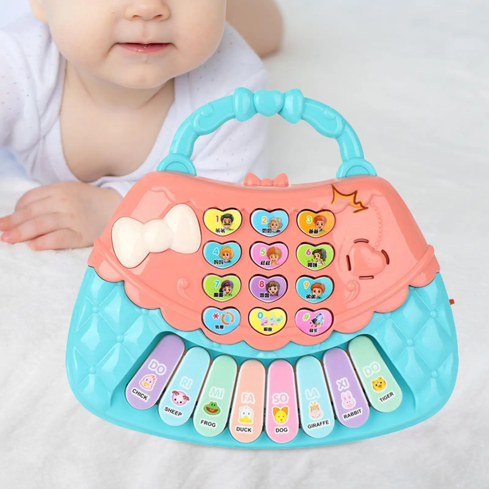 Mini Electronic Piano Toy Development Toys with Sound and Lights for Infants
