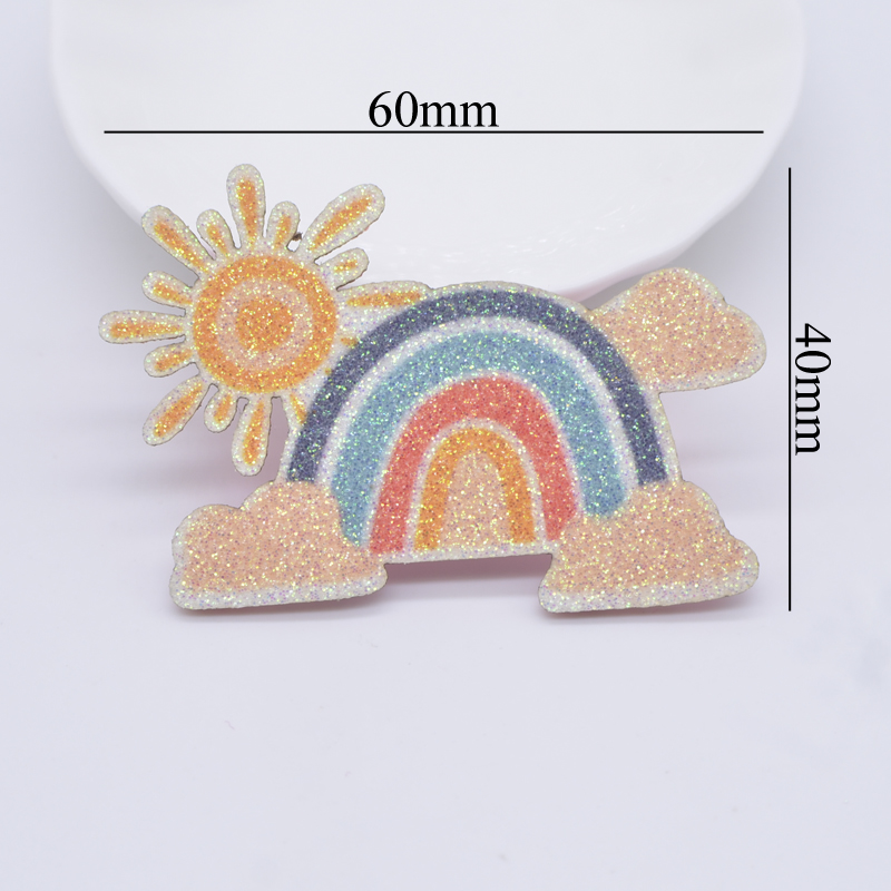 12 Stück Glitzer-Druck-Applikationen, Regenbogenfarben, für DIY-Handwerk, Kuchendekoration, handgefertigte Kopfbedeckung, Haarspangen, Schleife, Dekor, Hut, Nähflicken – Detail 7