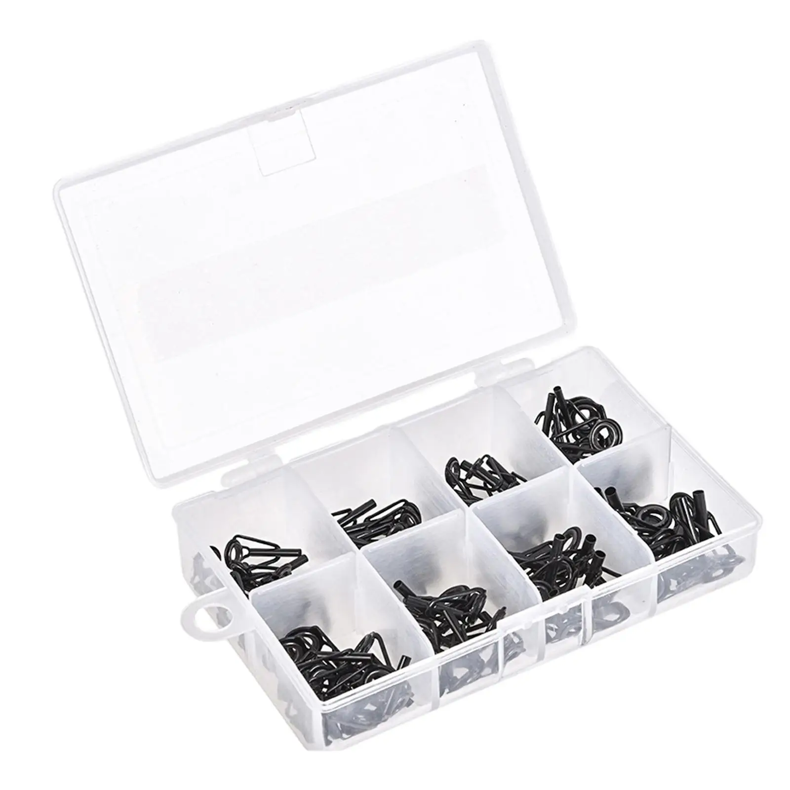 80Pcs Fishing Rod Tips Replacement Ceramic Rings 8 Sizes Black Guide Tips