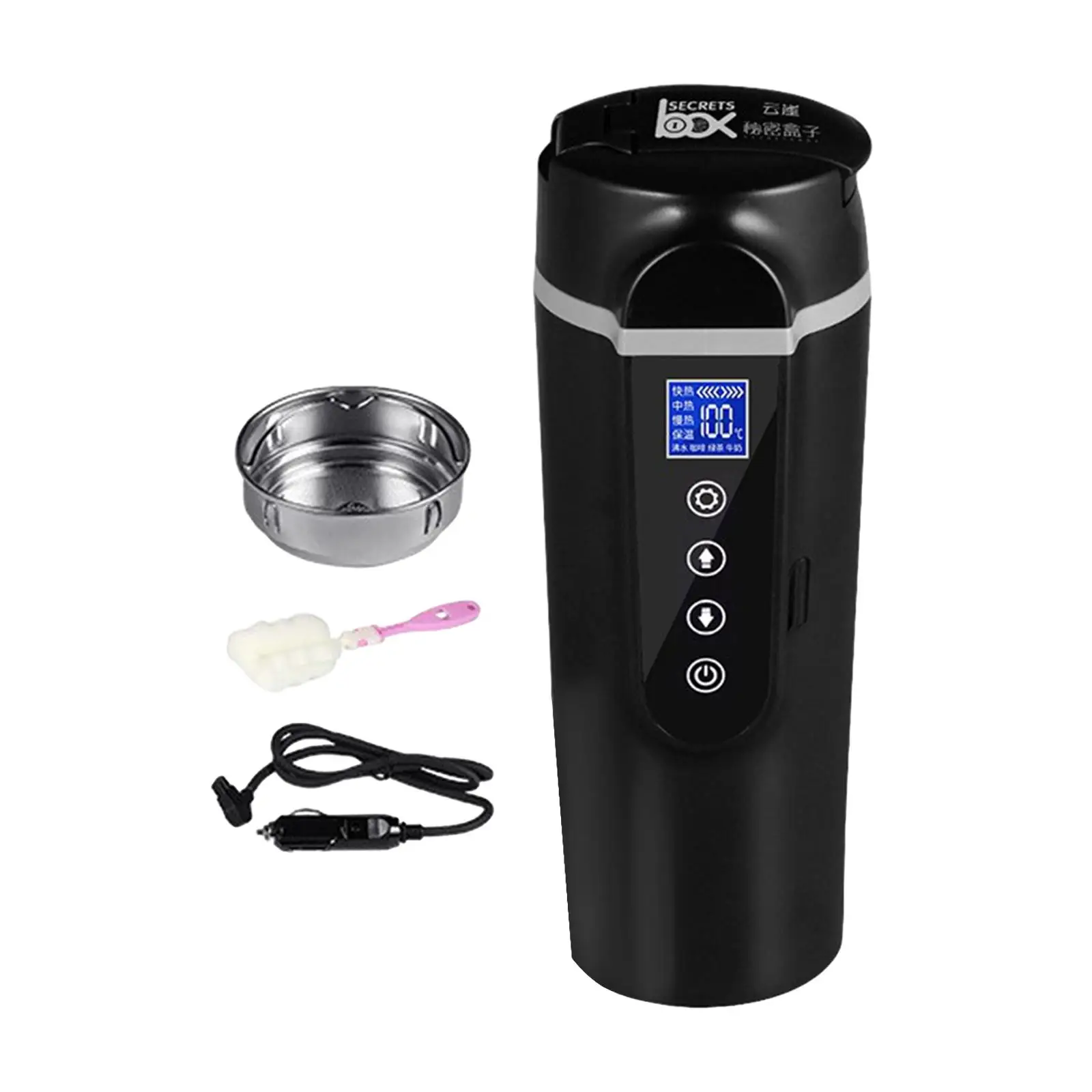 Car Heating Cup Thermal Insulation Water Boiler Quick Heating Variable Temp Control LED Display Travel Coffee Mug for Auto Car